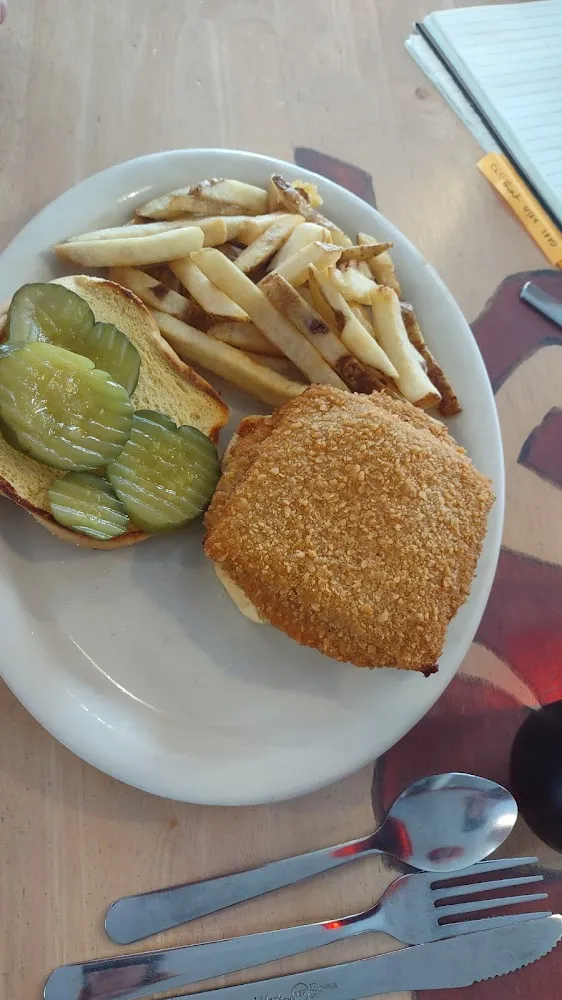 Breaded Cheeseburger and Fries